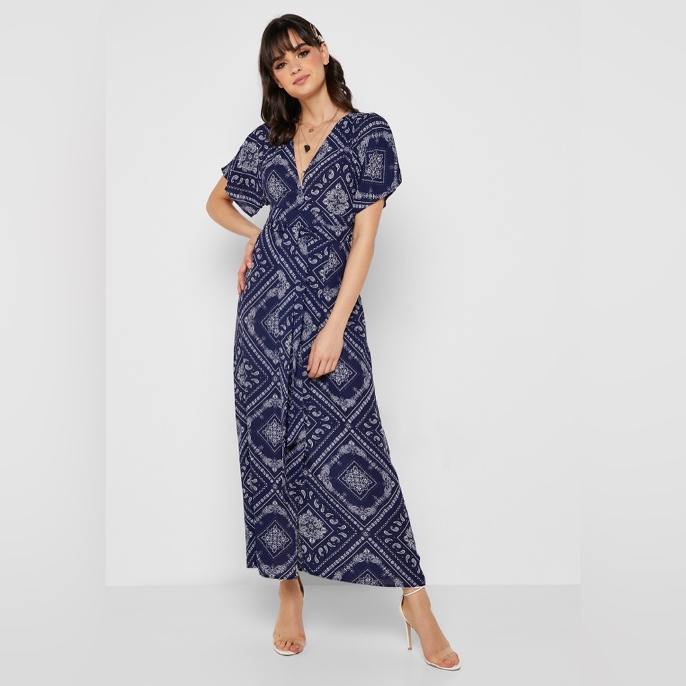 Paisley Printed Wrap Maxi Dress